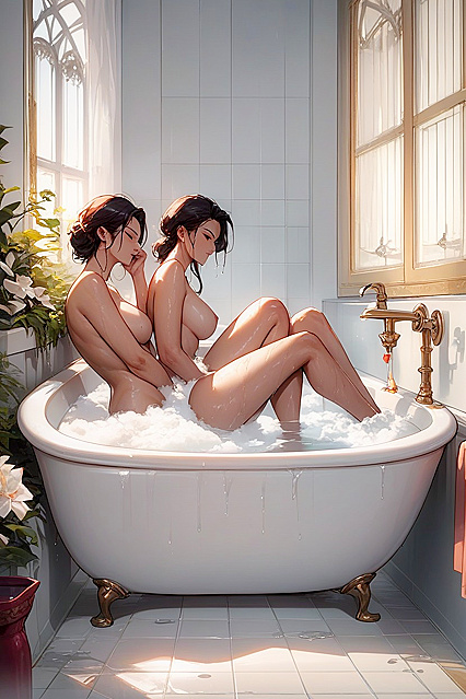 Two People Enjoy Full-Body Picture in Sideways hentai Images