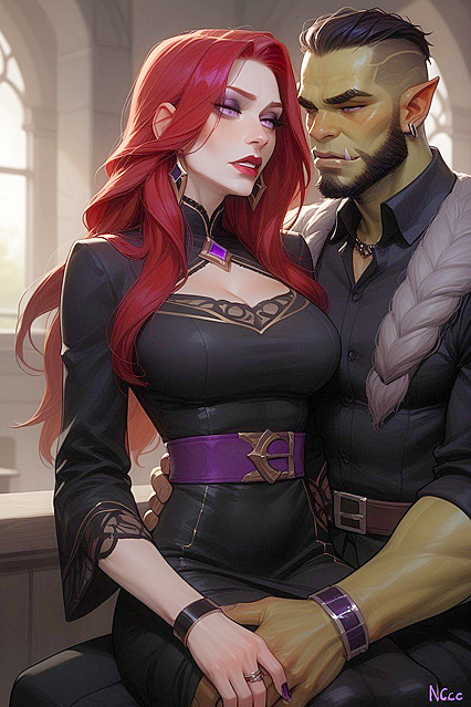 Black-Dressed Beauty Gets Rough Orc Picture in  Hentai Images