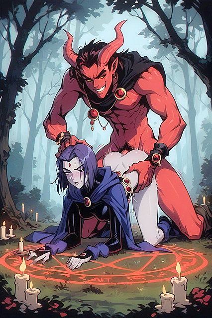 Giant Red Demon with Four Arms Fucks Raven in theForest Hentai Picture