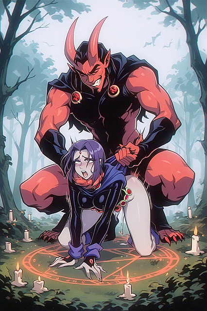 Giant Red Demon with Four Arms Pounds Her Doggystyle in Erotic Hentai Picture