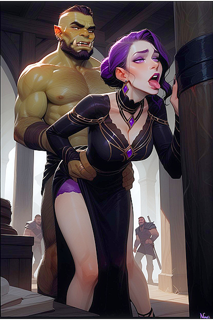 Sion from League of Legends Moans ly in Black Dress for Hentai Pleasure