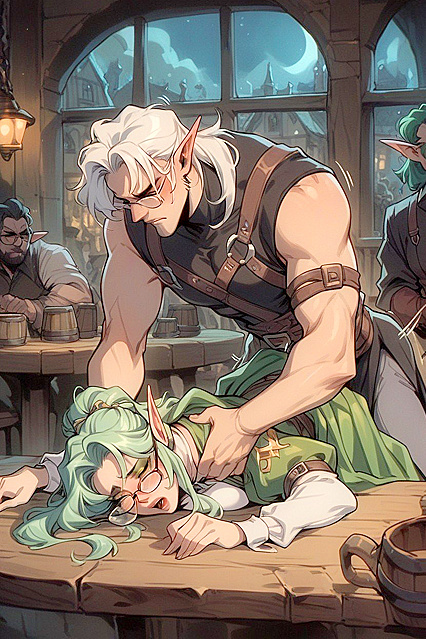 Elf Adventurer in Glasses Tempts You in steaming Hentai Picture