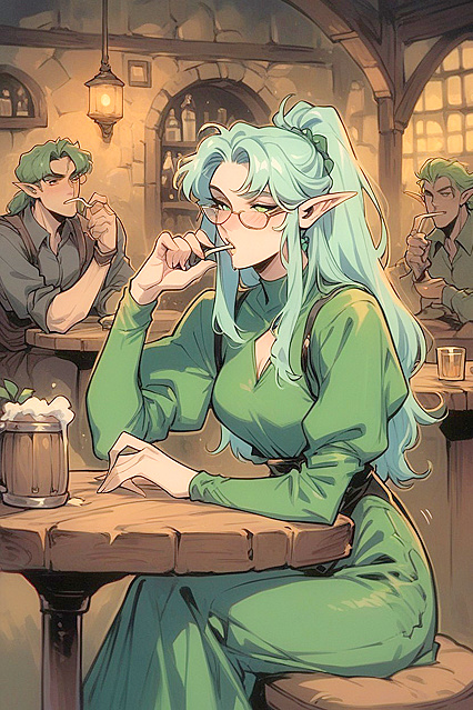 Sensual Drinking Ai Hentai Image Turns Steamy in Nighttime Glasses Hentai Fantasy