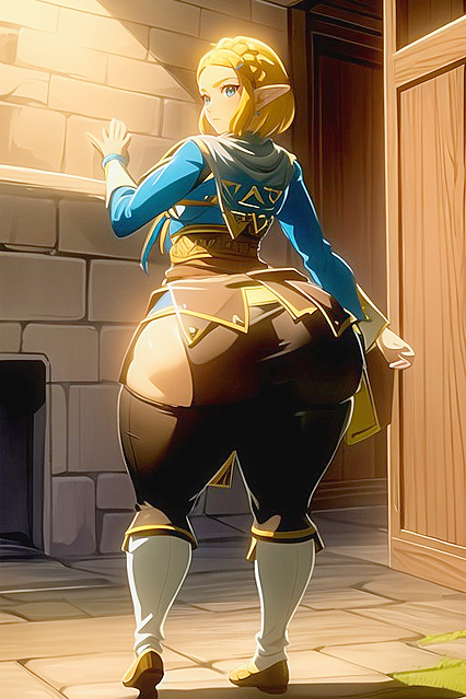 Zelda's Sensual Rear and Waist in The Legend of Zelda Hentai Picture