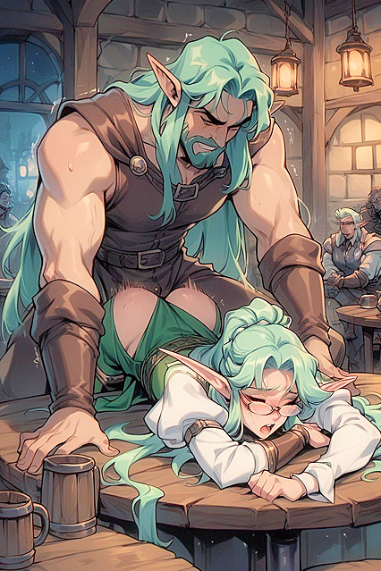 Elf's Clothes Ripped by Adventurer in  Pinning Hentai Image