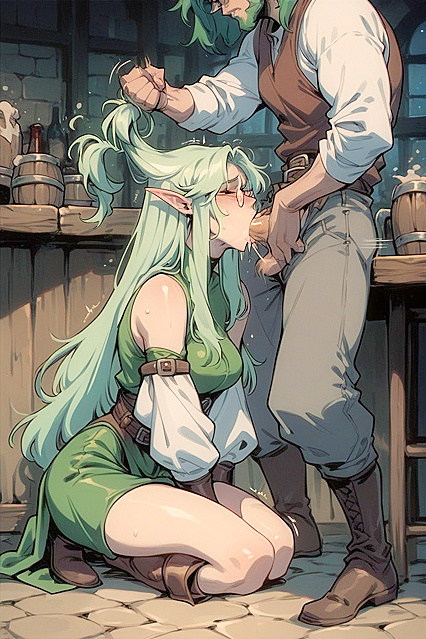 Green-Haired Elf Gets Sweaty inSTEAMy hentai Picture