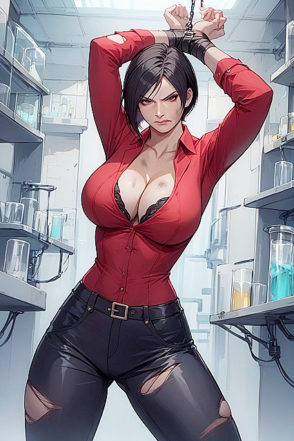 Ada Wong from Resident Evil Bound in Black Leather for Erotic Hentai Picture