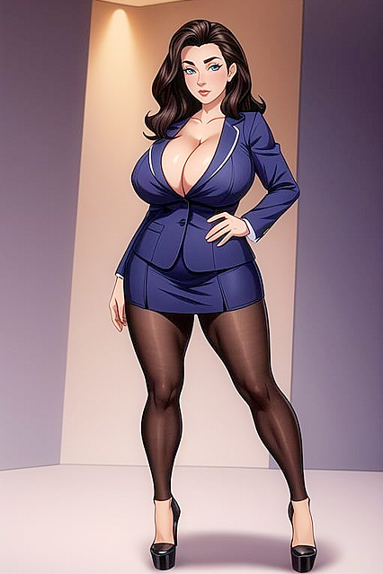 Gorgeous Girl 18+ in Platform Heels Stares Seductively at Camera in Hentai Picture