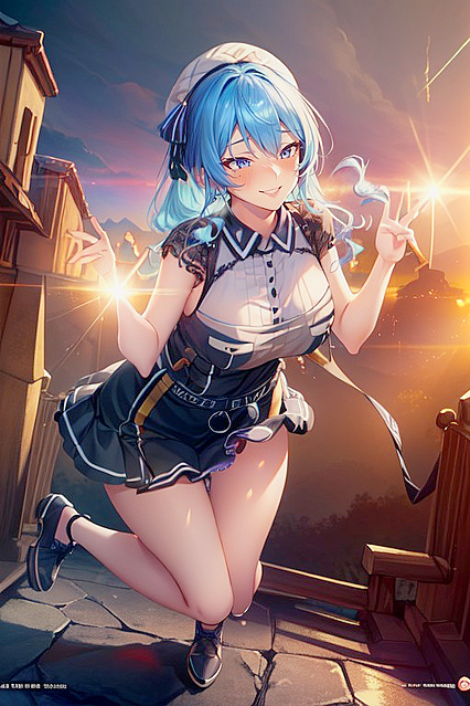 Suisei Hoshimachi's Full Body Bliss in Mischievous Smiling Blush Hentai Images