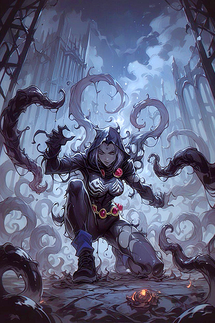 Venom Symbiote Tentacles Thrashing in Sweat and Flames for Hentai Ecstasy