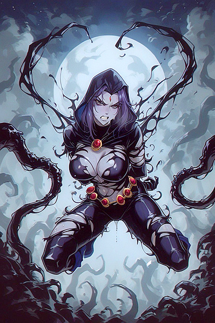 Raven Bound by Venom's Sinister Tentacles for  Hentai Pleasure
