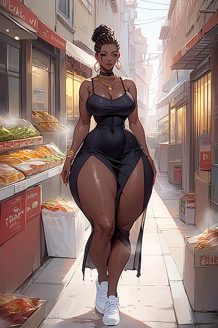 African Beauty Gives Heartfelt Blowjob in Erotic Hentai Image