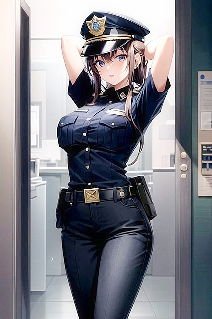 Office Chick Shows Off Small Ass with Arms Raised in Hentai Picture