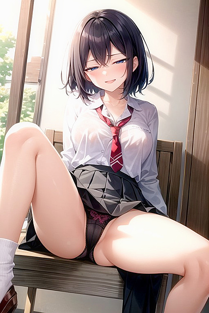 in Black Hair and Skirt Teased for Hot Picture