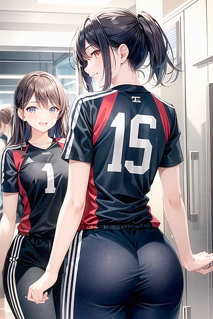 Volleyball Girl 18+s Smile and Hold Hands in Sexy Hentai Picture