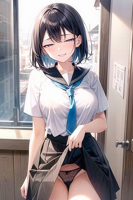 Lifts Her Skirt for Horny Hentai Picture