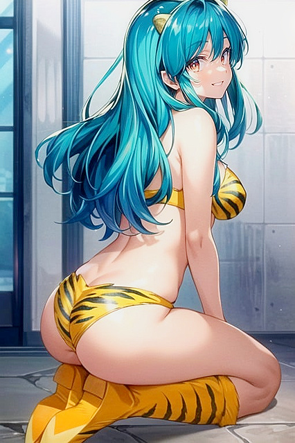 Tiger Print Booted Babe Gets Her Panties Pulled Down for Steamy Hentai Picture