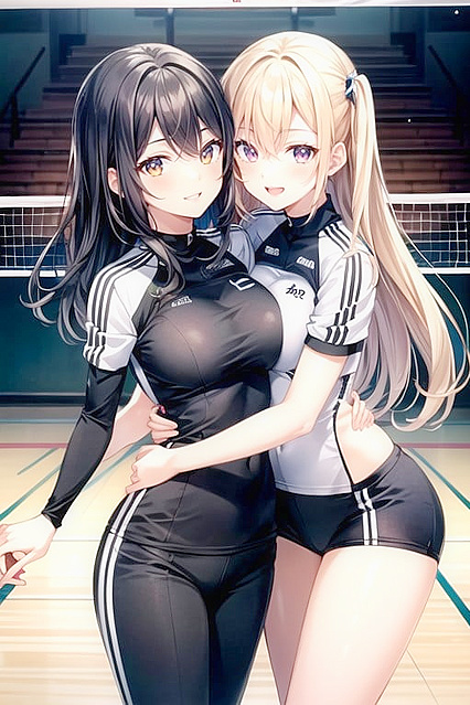 Smiling Volleyball Duo Enjoy  Hentai Picture Together