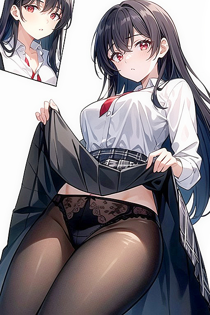Torn Pantyhose and Peek-a-Boo Panties Under a White Long-Sleeved Shirt Hentai Fun