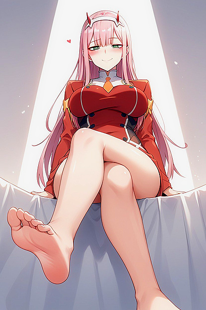 Zero Two from Darling in the FranXX Enjoying Soft Light Seduction in Hentai Bliss