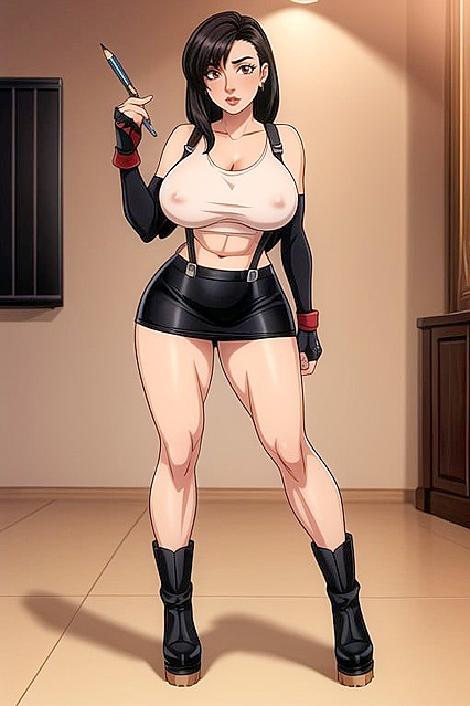 Tifa Lockhart in Final Fantasy Struts in Skin-Tight Boots and Mini Skirt Hentai Delights