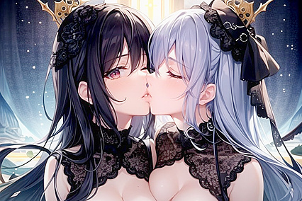 Passionate Kissing Between One Boy 18+ and One Girl 18+ in Seductive Hentai Image