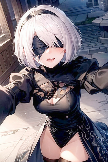 Yorha No.2 Type B Takes Sexy Selfies in Horny Nier –Automata Hentai Fantasies