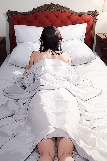 Woman in Pajamas Enjoying Intimate Moments in Close-Up Hentai Images