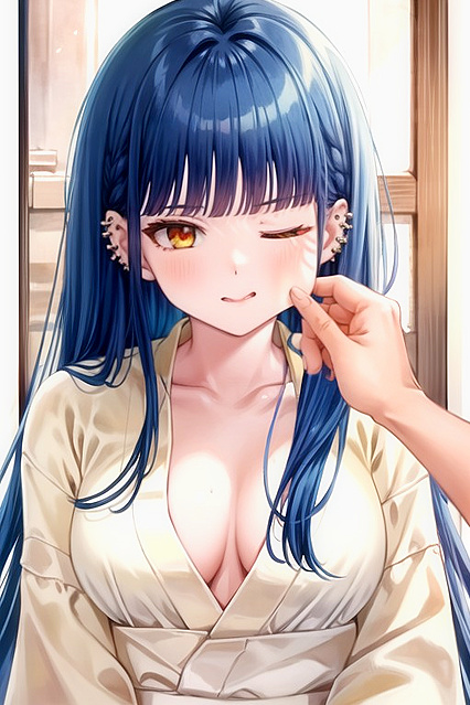 Blonde-haired Beauty Unbuttons Her Sweater for Steamy Hentai Picture