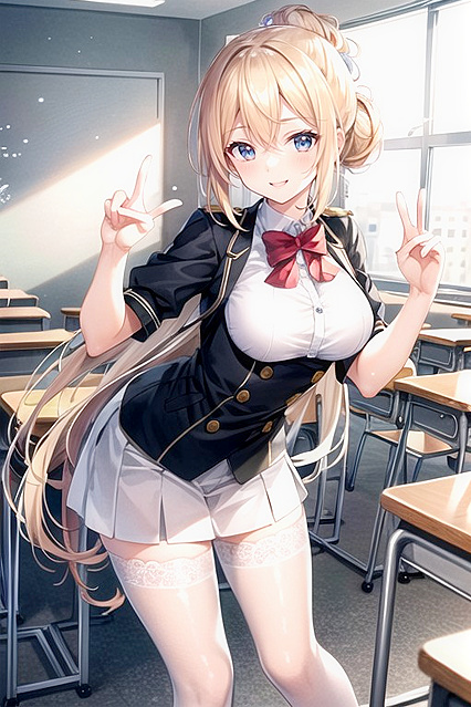 with Hair Bun Bent Over Desk in Naughty Hentai Class Image