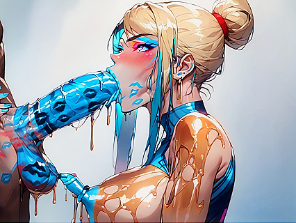 Big-Eyed Beauty with Oil-Slick Skin and Colorful Pussy in Hentai Bliss
