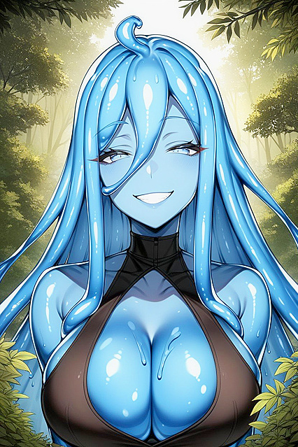 Big Breasted Babe Stares at You with Luscious Cleavage in Steaming Hentai Picture