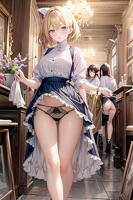 Dimly Lit Swedish Beauty with Very Short Hair in Seductive Hentai Picture