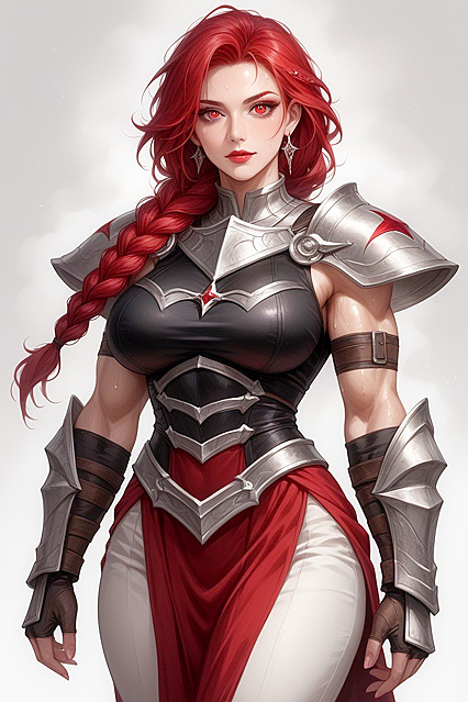 Healthy Armor-Wearing Babe with Red Armpit Hair in Steamy Hentai Picture