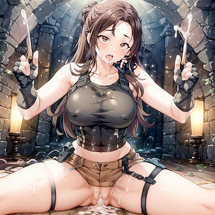Lara Croft from Tomb Raider Gets  Ahegao Picture in Thick-Line Hentai