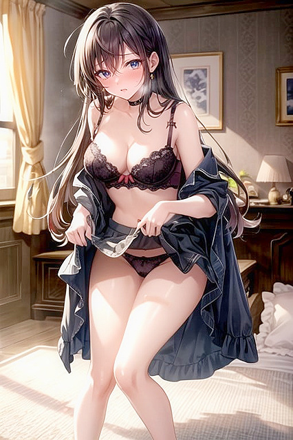 Seductive Skirt Lifting and Sitting Down in naughty Skirt Hentai Images