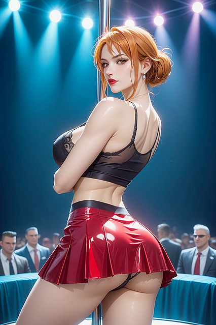 Rounded Breasts and Leather Outfits in Steamy Strip Club Hentai Images