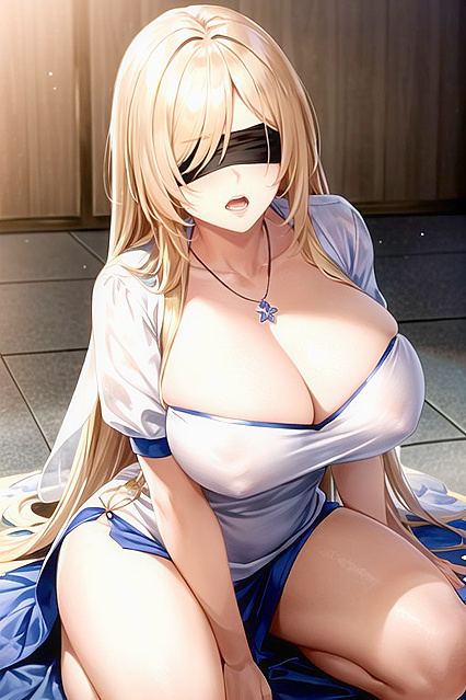 Cinematic Blue-Eyed Beauty Unleashes Fury in  Hentai Images