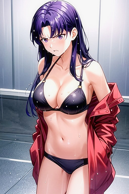 Skinny Girl 18+ Strips Off Her Wet Clothes in Seductive Hentai Image