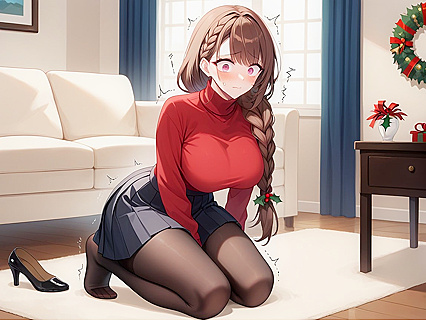 Pale-Skinned Beauty Enjoys  Hentai Picture on the Living Room Couch