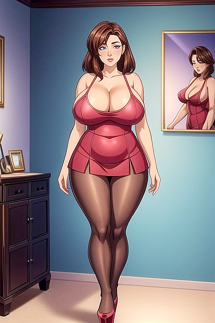 Thick-Thighed MILF Shows Off Her Chunky Body in Seductive Hentai Images