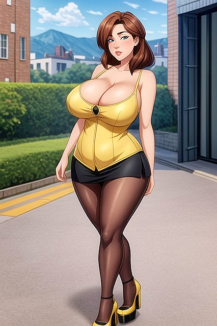 Gazing at the Camera in Platform Heels – A Seductive Hentai Experience