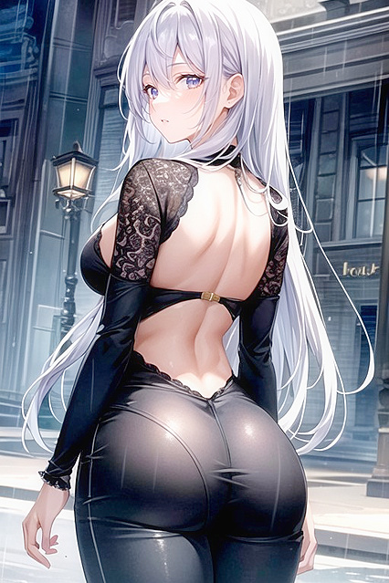 Rear View Bliss During Blue Hour in Seductive Hentai Solo Picture