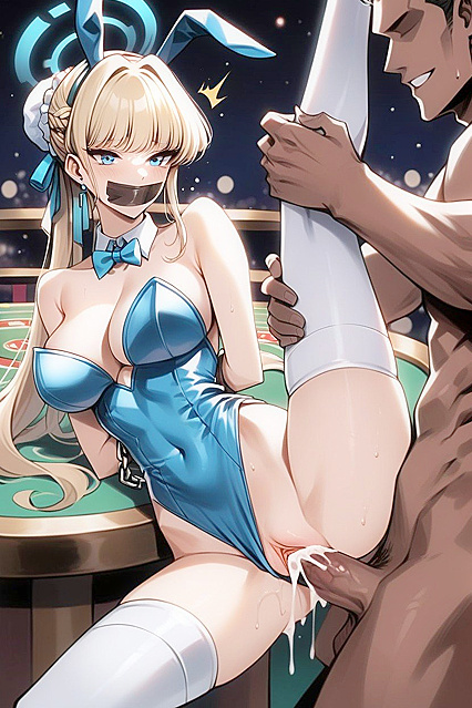 Dark-Haired Man Rips Into Royal Blue Bunny's Costumed Rough Sex Fantasies