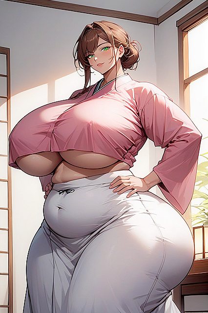 Brown-Haired Babe Shows Off Underboob in Seductive Hentai Image