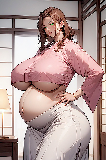 Gigantic Breasts Expand Under Thick Shirt in Steamy Hentai Images