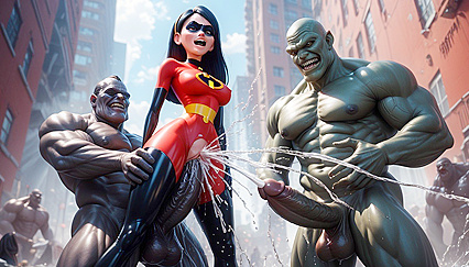 Incredibles Family Faces Multiple Monstrous Penises in Wild Hentai Picture