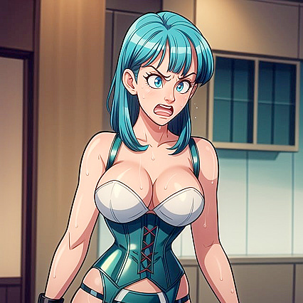Bulma from Dragon Ball Z in a Garter Belt Getting Sweaty for Horny Hentai Fun