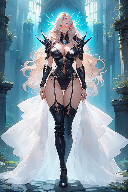 Big-Ass Beauty in Thigh-High Leather Boots Nails It in Busty Hentai Picture