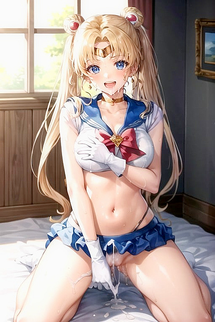 Kneeling in Underpants and Sports Bra for Hot Hentai Picture